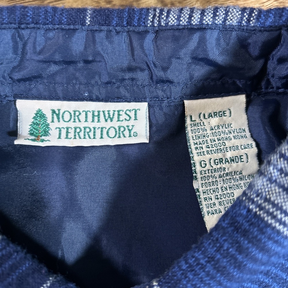 Vintage Northwest Territory Flannel Men's L Blue Plaid Outdoor Acrylic Shirt - Picture 4 of 5
